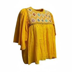Butterfly Sleeves Blouse in a Vibrant Sunrise Color from Mexico
